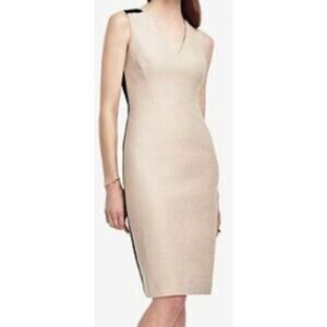 Ann Taylor Linen Blend V-Neck Sleeveless Sheath Dress sz 8 Petite